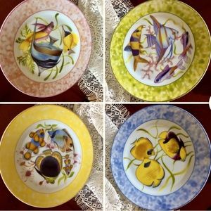 Tropical Fish Appetizer Plates Nautical Vintage Art Porcelain Godinger & Co